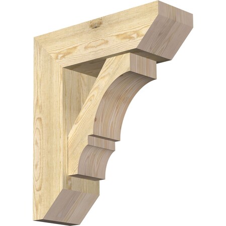 Ekena Millwork Balboa Slat Rough Sawn Bracket w/ Offset Brace, Douglas Fir, 8"W x 24"D x 28"H BKT0806X24X28BOA06RDF